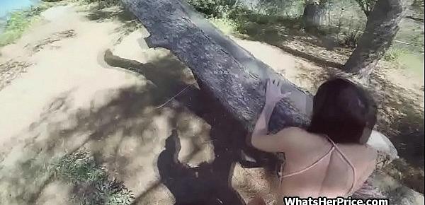 Fucking busty stranded babe in the public park
